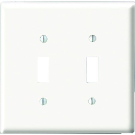 LEVITON White 2 gang Nylon Toggle Wall Plate 00PJ2-00W